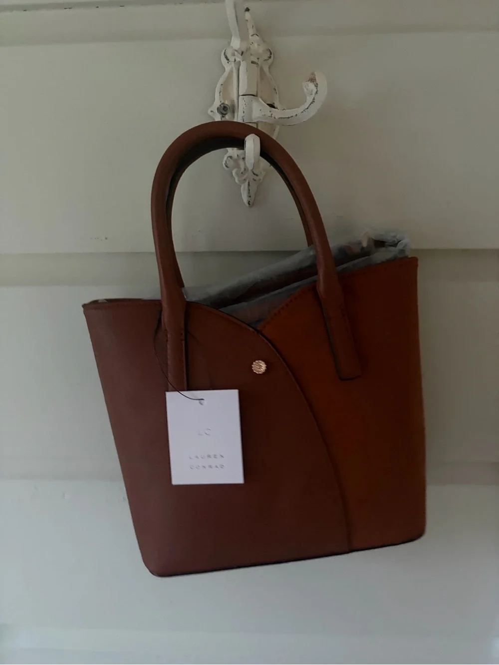 LC Lauren Conrad Cognac Brown Structured Tote